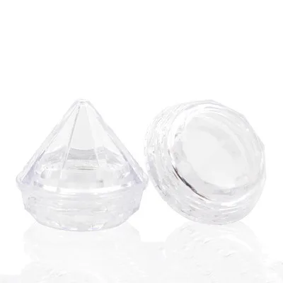 5G Tuščius skaidraus Plastiko Deimanto Formos Grietinėlės Indelį, Mini Mažas Kosmetikos Nešiojamų Lūpų Sub Konteinerių, Kelionės Mėginio Kremas Puodą 0