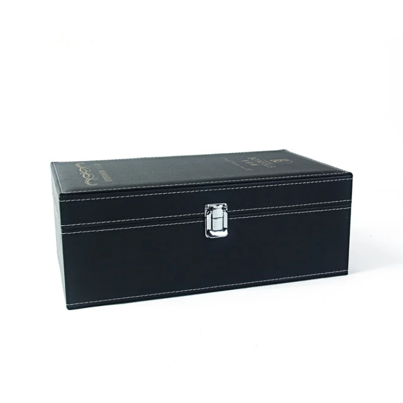 Raudonojo Vyno Dėžutė Yiwu Raudonojo Vyno Dėžutė PU Odos Paketas iš Dviejų Butelių Vynuogių Vyno Box Juodas Raudonas Vynas, Dovanų Dėžutėje 2