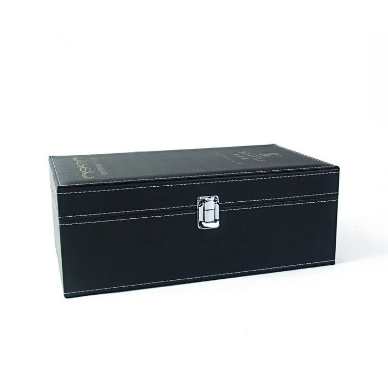 Raudonojo Vyno Dėžutė Yiwu Raudonojo Vyno Dėžutė PU Odos Paketas iš Dviejų Butelių Vynuogių Vyno Box Juodas Raudonas Vynas, Dovanų Dėžutėje 3