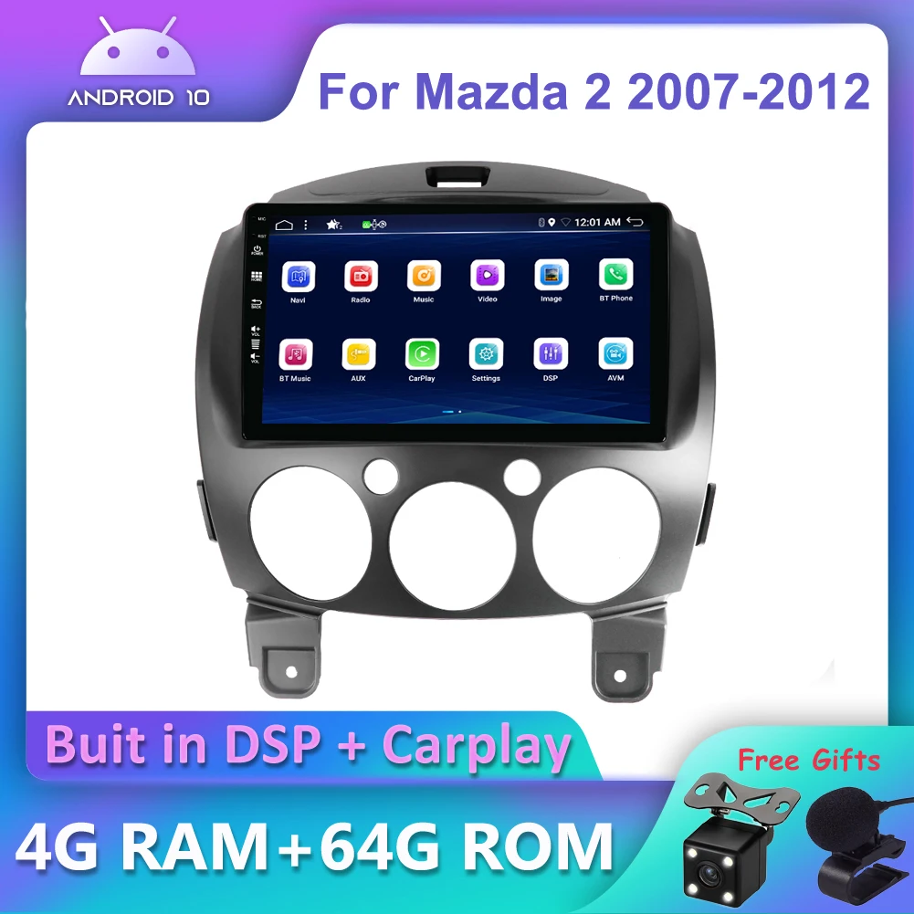 Bosion Android 10.0 DSP CarPlay Automobilių Radijo DVD Multimedijos Grotuvo Mazda 2 2007-2012 m. 2 din GPS Navigacijos DSP IPS HAINAUT