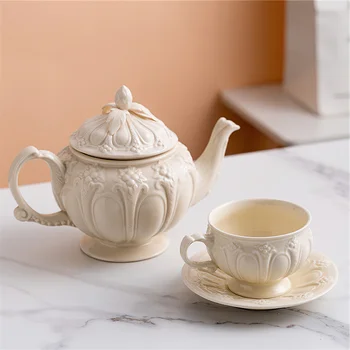 Keramikos Arbatinukas Europos Stiliaus Iškilumo Retro Kettle Waterware Puodelis Teismas Teacup Kūrybos Kavos Puodelio Coffeeware Namų Drinkware