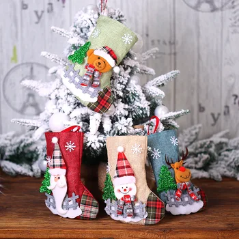 Kalėdų Dekoracijos Kalėdų Kojinės Pledas Lino Lėlės Medžio Pakabukas Papuošalai Dovanų Maišelis