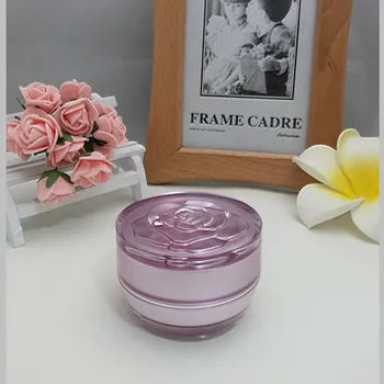 15g Pastelinės Violetinės akrilo kremo buteliukas su gėlių formos dangtelis ,kosmetikos konteinerių,,grietinėlės indelį,Kosmetikos Indelį,Kosmetikos Pakuotės 1