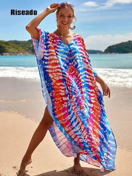 Tie dažai Paplūdimio Gegužinė Padengti Ups, Moterų Drabužiai Kaftan Ilga Suknelė 2023 Vasaros Paplūdimio Suknelės