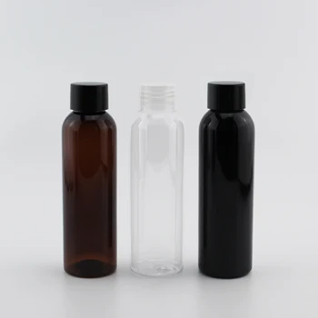 Didmeninė 50pcs 120ml skersmens Plastikiniai Tuščia juoda ruda šampūno butelį plastiko buteliuose, dušas užsukamu Tuščias kelionės kosmetika bakas