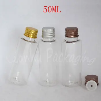 50ML Skaidraus Plastiko Butelis Aliuminio Dangtelis , 50CC Tuščias Kosmetikos Konteinerių , Šampūnas / Losjonas Imties Pakuočių Buteliukas