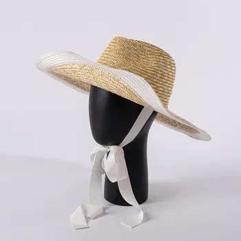 202205-hh5048C dropshipping vasaros rankų darbo šiaudų kratinys balto popieriaus žolės kraštų panama fedoras bžūp moterų laisvalaikio DŽIAZO skrybėlę