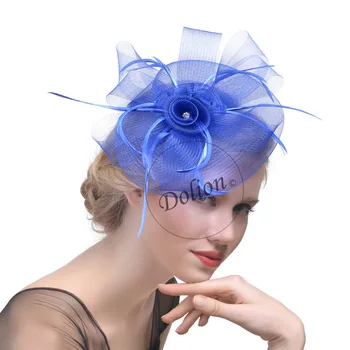 Naujas Stilius Brides' Vualiai Fedoras Skrybėlę Moterų Lino Plaukų Aksesuarai Plunksnų Skrybėlę Gėlių Headswear Lady Puošti B-8286
