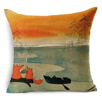 raudonos lapės pagalvėlė padengti pagalvėlės namų dekoro apdailos mesti pagalvės cojines kėdės pagalvėlės, pagalvės užvalkalą dekoratyviniai pagalvių užvalkalai 2