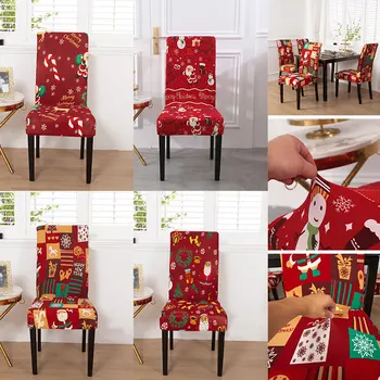 Kalėdų Spausdinti Ruožas Kėdė Padengti Užvalkalai Atveju Nuimamas Pokylių Sėdynės Apima Valgomasis Kėdė Raštas